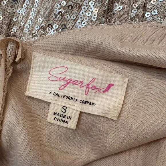 Sugarfox Glittering Tan Prom Dress with adjustable straps - Picture 5 of 5